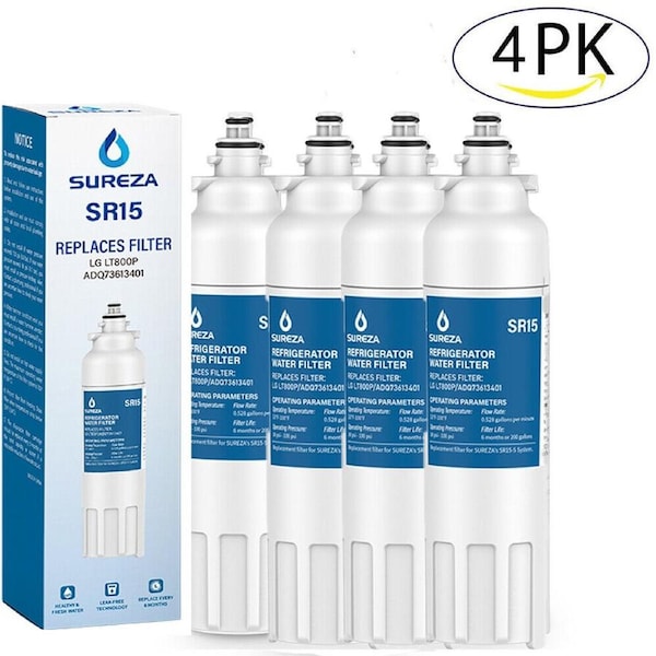 LG LT800P Compatible Ice & Water Fridge Filters - Pack of 4