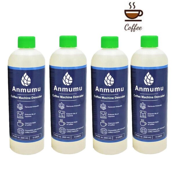 4-Pack Organic Descaler for Delonghi Espresso Coffee Machines - 500ml Cleaner