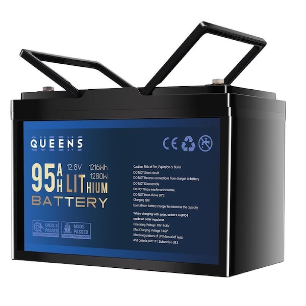 Queens 12V 95AH Lithium Iron Phosphate Battery 100A Deep Cycle Replace SLA AGM