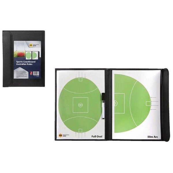 Marbig AFL Coach Board Pad Footy Football Full Oval & 50m Arc with Marker in All-Weather Case