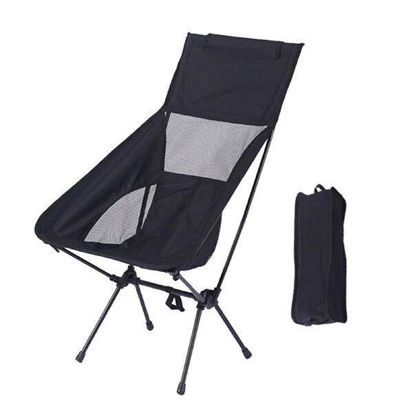 Small Camping Chair Folding Portable Lightweight Beach Picnic Fishing Moon Chair ~ Black