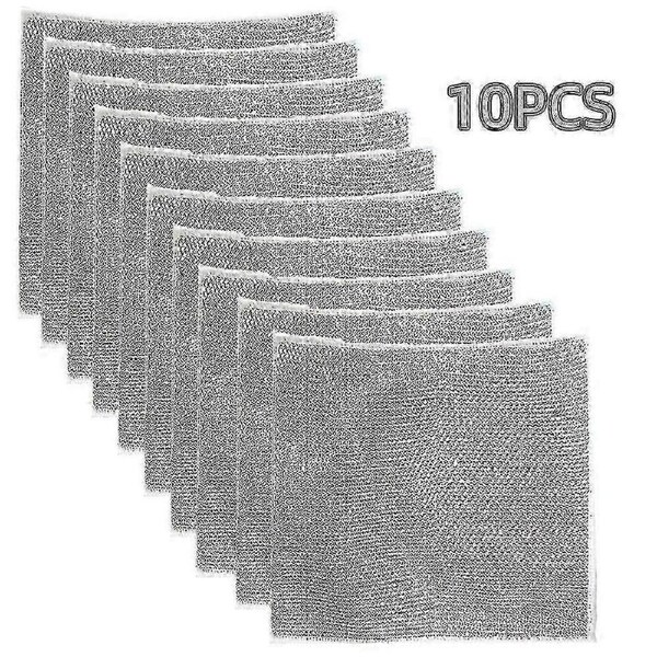 JOYBUY 10pcs Silver Dish Cloth Effective Cleaning Clean Silver Wire Kitchen Multifunction--