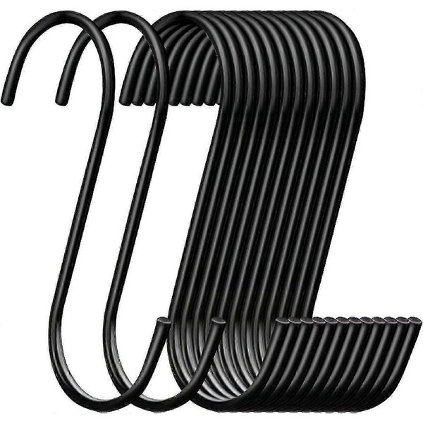 JOYBUY 30 Pack Heavy-Duty Black Steel S Hooks (3.7 Inch) for Hanging Pans, Pots, Plants, Bags & Towels