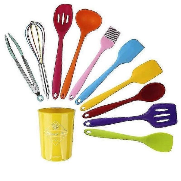 JOYBUY 11 Piece Silicone Kitchen Utensils Set With Holder Multicolor