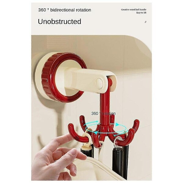 JOYBUY Six-Claw Hook Multi-Function Spatula Spoon Kitchenware Storage Rack Retro Suction Cup Seamless Wall Hanging