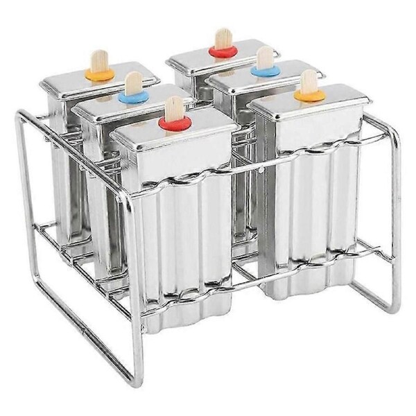 JOYBUY Stainless Steel Ice Cream Mold Popsicle Mold Ice Cream Diy Fruit 6 Ice Tray Mold