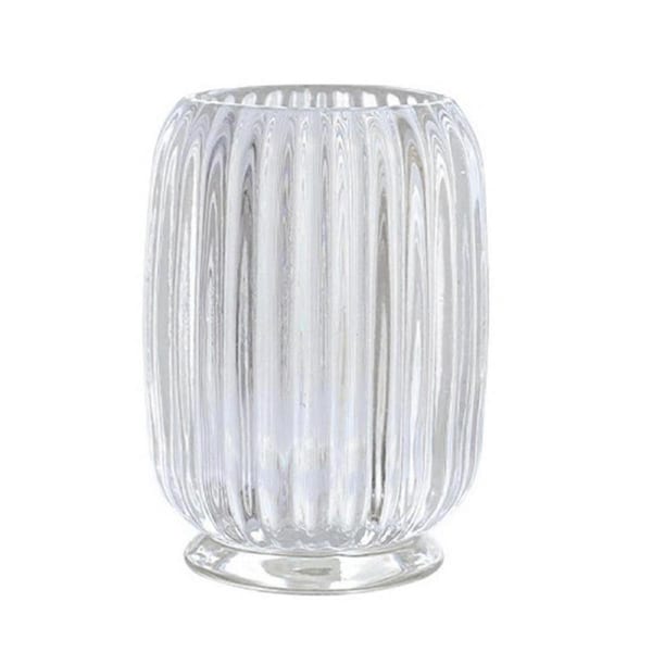 JOYBUY Glass Makeup Brush Holder,Crystal Cosmetic Makeup Brush Organizer Eyeliners Pen Holder Organizer,Glass Striped Vase A