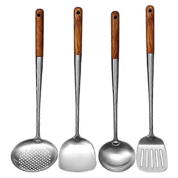 JOYBUY Long Handle Stainless Steel Wok Spatula Kitchen Slotted Turner Rice Spoon Ladle Cooking Tools Utensil Set