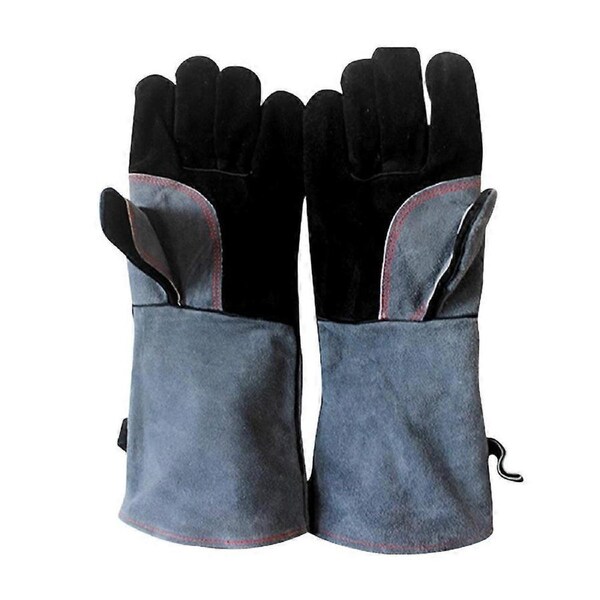JOYBUY One Pair BBQ Grill Oven Gloves Heat Resistant Premium Insulated Cowhide Gloves for Cooking Baking Smoking Fireplace Electric Soldering