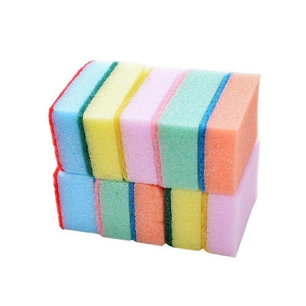 JOYBUY 50pcs Useful Dishwashing Sponge Kitchen Cleaning Pad Sponge Scrubber Scouring Pad Cleaning Tool for Home Restaurant (Random Color)