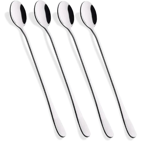 JOYBUY Hiware 9-inch Long Handle Iced Tea Spoon, Coffee Spoon, Ice Cream Spoon, Stainless Steel Cocktail Stirring Spoons, Set Of 4