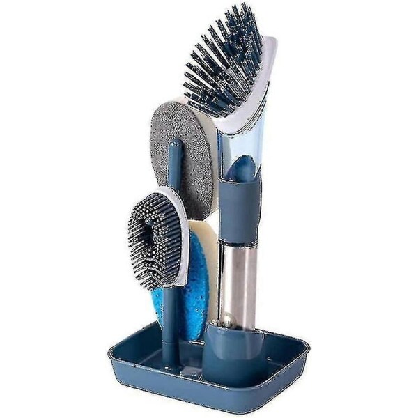 JOYBUY Soap Dispensing Dish Brush Set,washing Up Brush Kitchen Scrubbing Brush With Holder 3 Brush Replacem