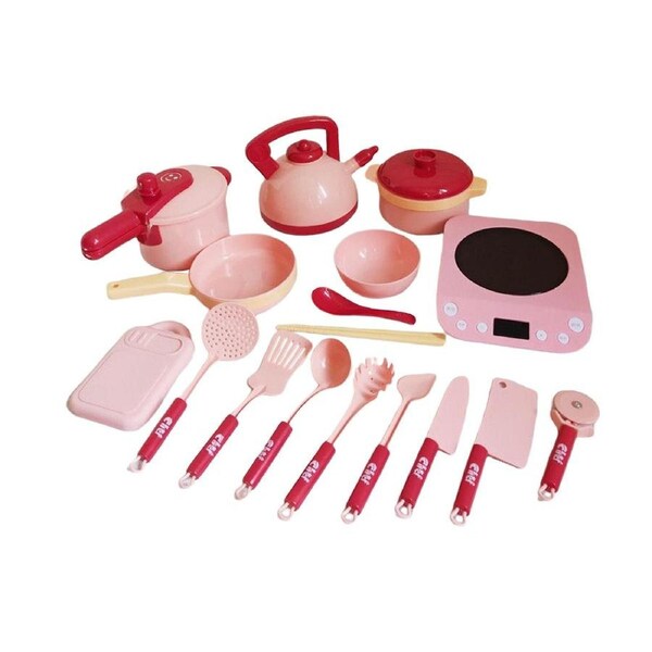 JOYBUY 17Pcs Children Kitchen Toys Toddler Pretend Cooking Playset for Children Toddler