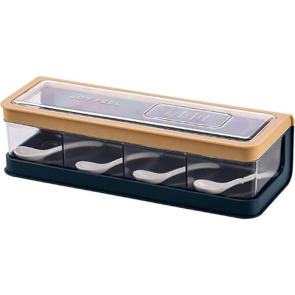 JOYBUY Spice Holder 4 Lattice Spice Bottle Set Kitchenware Spice Container Spice Box Set Spice Rack And Spice Rack For Kitchen And Dining Table-27.5*10.5*7.8