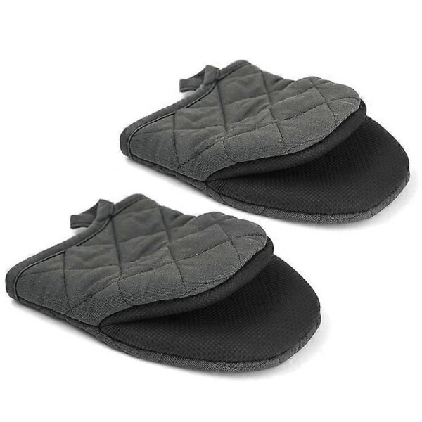 JOYBUY Grey Small Oven Mitts, Mini Oven Gloves Silicone Pot Holders Cotton Trivet Hot Mitts