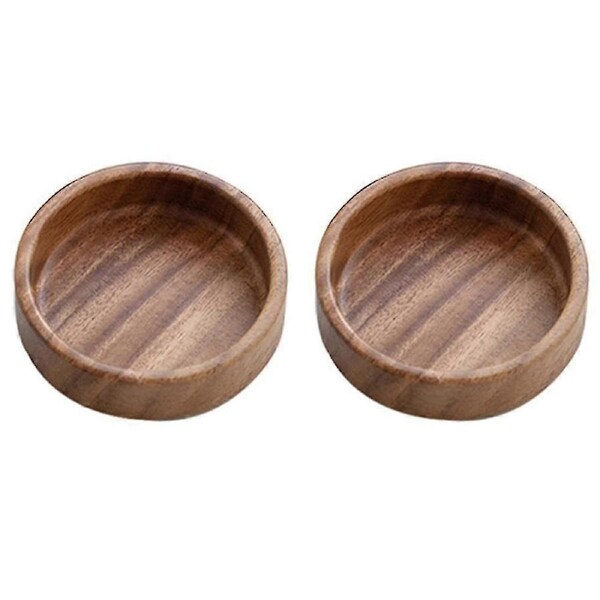 JOYBUY 2pcs Walnut Wood Plate Japanese Tray Tableware Household - Round