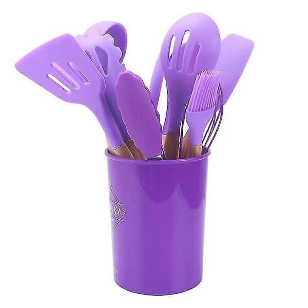 JOYBUY Mng Wooden Handle Silicone Kitchen Utensils Set