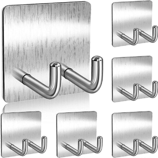 JOYBUY 6 pcs heavy duty adhesive hooks with 2 hook (straight hooks)