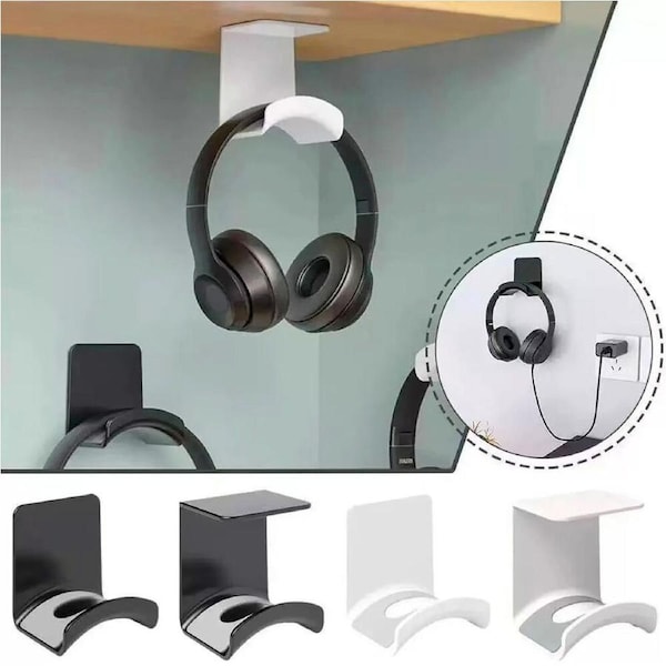 4pcs Mount Headphone Stand Adhesive Gaming Headset Hanger Hook Desk Mount