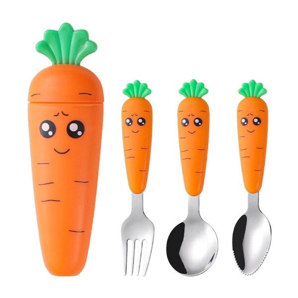 4Pcs Stainless Steel Fruit Food Supplement Fork Spoon Short Handle Tableware Set