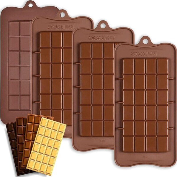 4Pcs 24 Hole Square Chocolate Mold Silicone Non-Stick Chocolate Mould Cake Molds