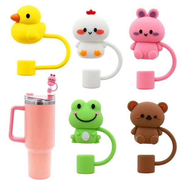 5pcs Silicone Straw Topper For Stanley Tumbler Leak-Proof Straw Cover Cap