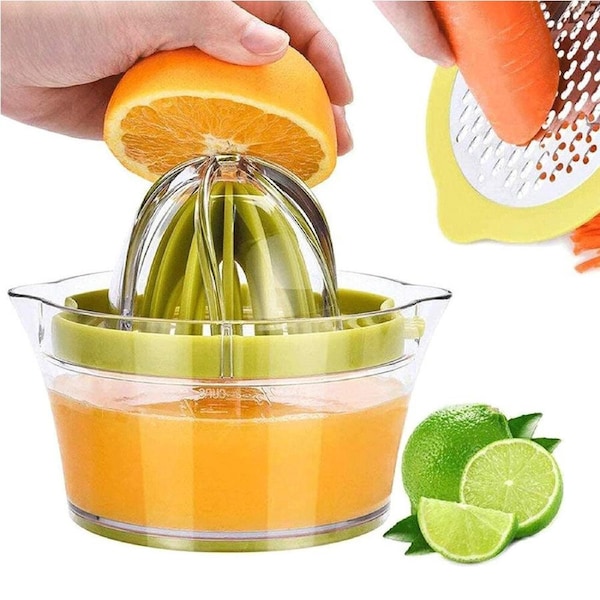 Lemon Orange Juicer Manual Hand Squeezer with Built-in Measuring Cup and Grater