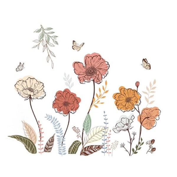 Catzon Boho Flower Wall Stickers Peel and Stick Wall Art Decals for Living Room