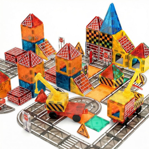 Playpals 40PCS Kids Magnetic Tiles Road Set City Building Toys Child Gift