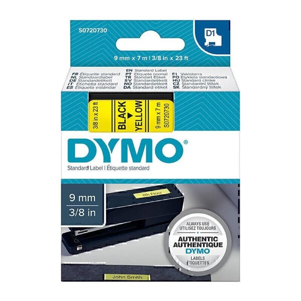 D1 Blk on Yell 9mm x7m Tape