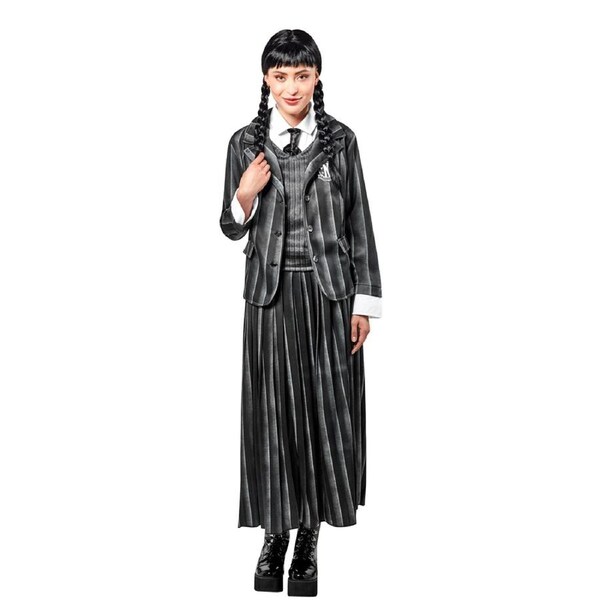 Wednesday Nevermore Academy Dlx Blk Adult Net Costume Dress Up Party/Halloween L
