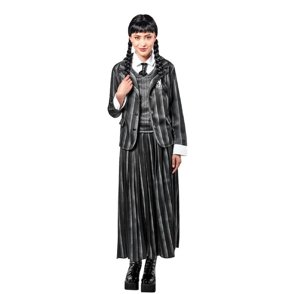 Wednesday Nevermore Academy Dlx Blk Adult Net Costume Dress Up Party/Halloween S