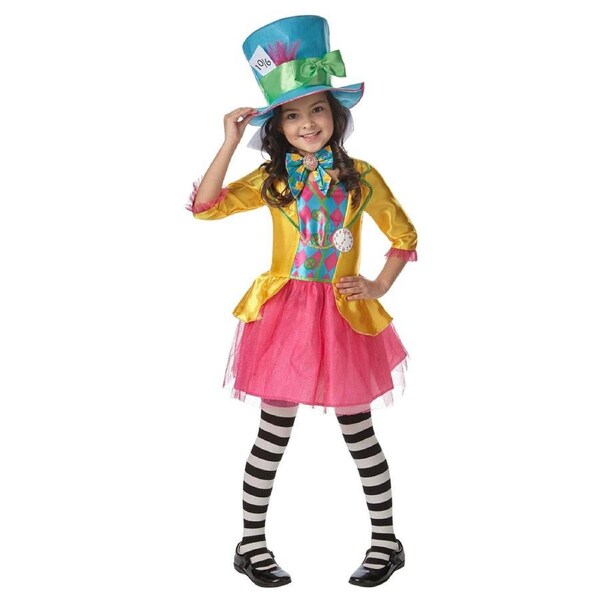 Disney Mad Hatter Girls Deluxe Costume Halloween Party Cosplay Dress Outfit 3-5y