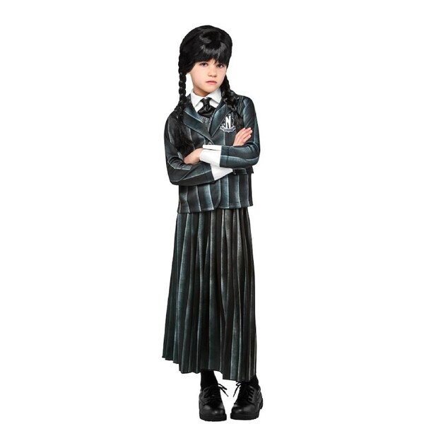 Wednesday Nevermore Academy Black Net Costume Dress Up Party/Halloween S