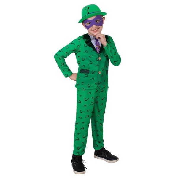 Dc Comics the Riddler Deluxe Costume Dress Up Party Cosplay Outfit 3-5y