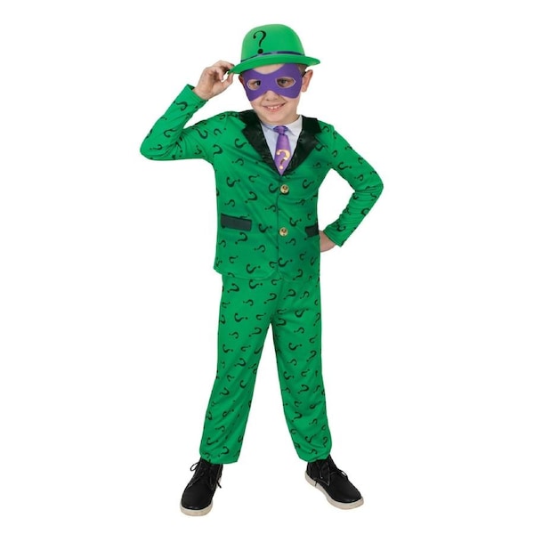 Dc Comics the Riddler Deluxe Costume Dress Up Party Cosplay Outfit 3-5y