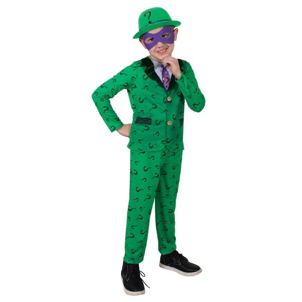 Dc Comics the Riddler Deluxe Costume Dress Up Party Cosplay Outfit 6-8y