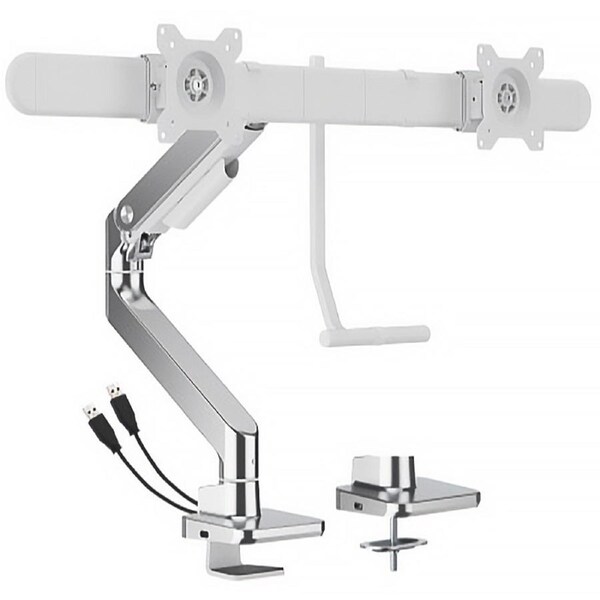 Brateck NoteWorthy Gas Spring Dual Monitor Arm with USB-A/USB-C Ports Fit Most 17in-32in Monitor (MABT-LDT81-C022UC-W)
