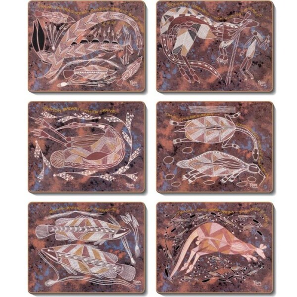 Cinnamon Injalak Cork Backed Drink Coasters Set 6