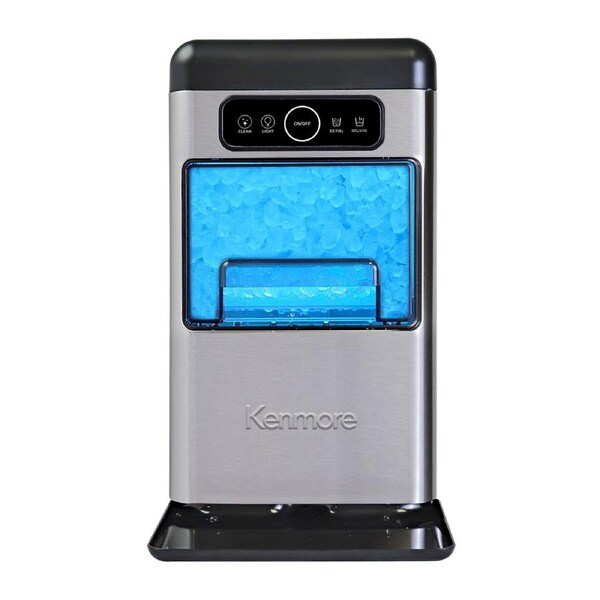 Kenmore Crunchy Chewable Nugget Ice Maker - Soft Restaurant-Style Ice In 6 Min - Front-Load Portable Ice Machine Fits Under Cabinets - Stainless Steel