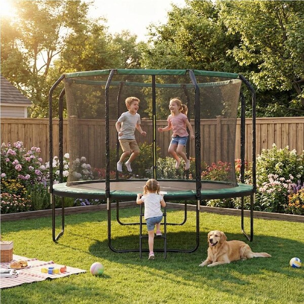 Centra Trampoline 4.5ft/8ft/10ft/12ft with Ladder Enclosure Optional Basketball Hoop – AU Safety Compliant 10 Ft