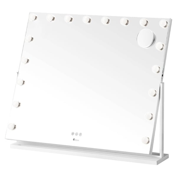 Oikiture Hollywood Mirrors Makeup Magnifying Mirror Bluetooth with LED Lights Model 2 83x69cm-Rotate