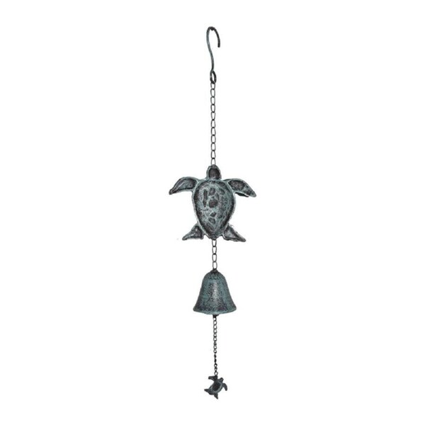 Willow & Silk Hanging Serenity Turtles with Cast Iron Bell 14.5x7.5x62cm