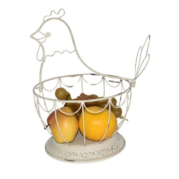 Willow & Silk Chicken Shape Footed Bowl/Basket 30x25x25.5cm