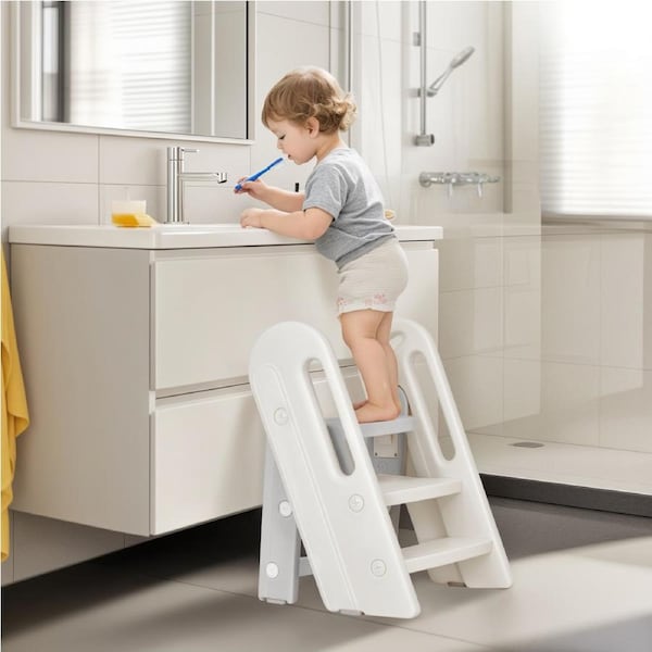 Advwin Foldable Toddler Step Stool Potty Training Stool Kitchen Step Stool with Adjustable Height