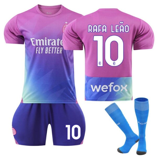 Nevenka AC Milan Second Away Jersey RAFA LEAO #10 Soccer Jersey Kits for Adult Kids 16