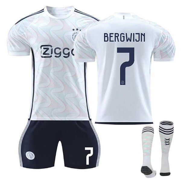 Nevenka Ajax Away Jersey BERGWIJN #7 Soccer Jersey Kids Adult 3-Pieces Jersey Kits S