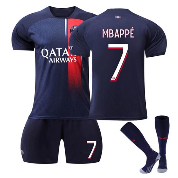 Nevenka Paris Home Jersey MBAPPE #7 Soccer Jersey Kids Adult 3-Pieces Jersey Kits S