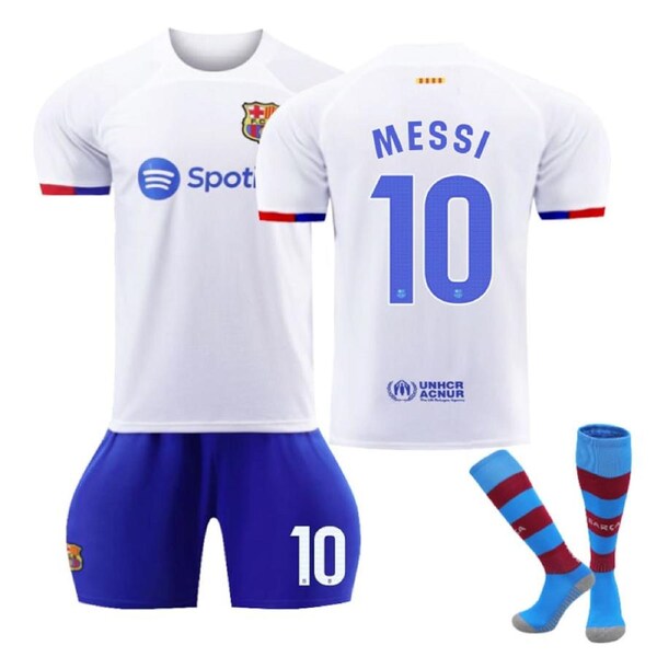 Nevenka Barca Away Jersey MESSI #10 Soccer Jersey Kids Adult 3-Pieces Jersey Kits S