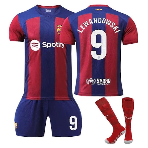 Nevenka Barca Home Jersey LEWANDOWSKI #9 Soccer Jersey Kids Adult 3-Pieces Jersey Kits 20